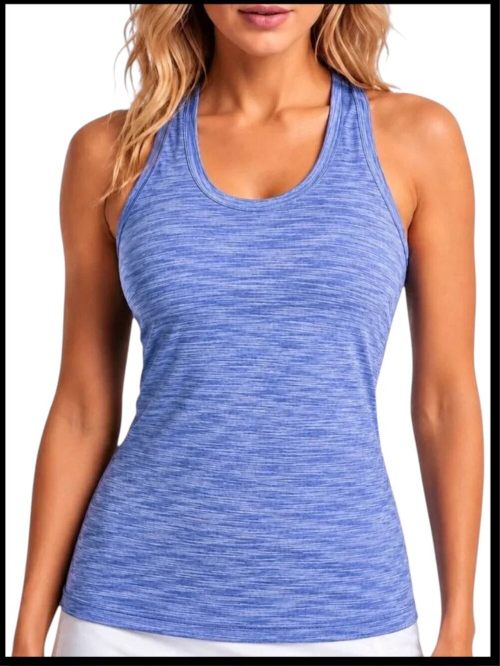 Athleta Racerback Tank Top Blue Heathered Stretch XL